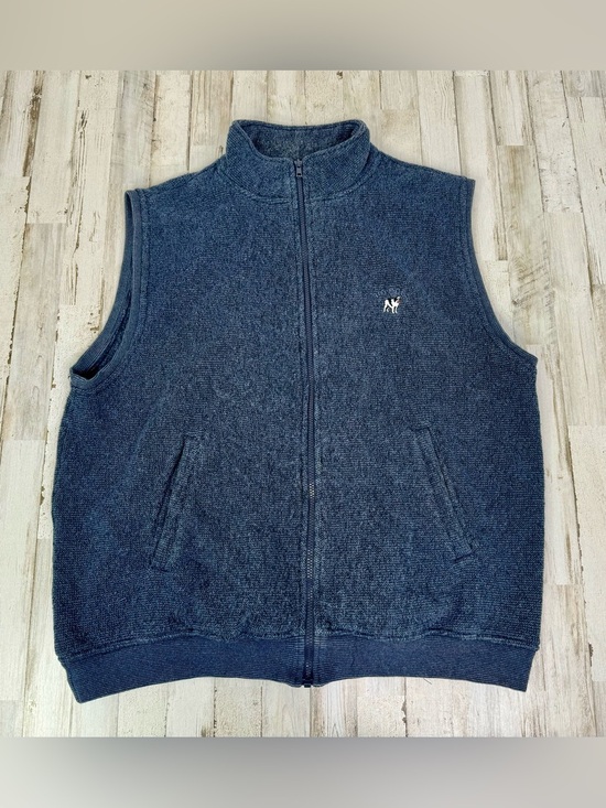 Big Dogs Other - VTG Big Dogs Sweater Mens XL Blue Full Zip Mock Neck Pockets Vest Sleeveless